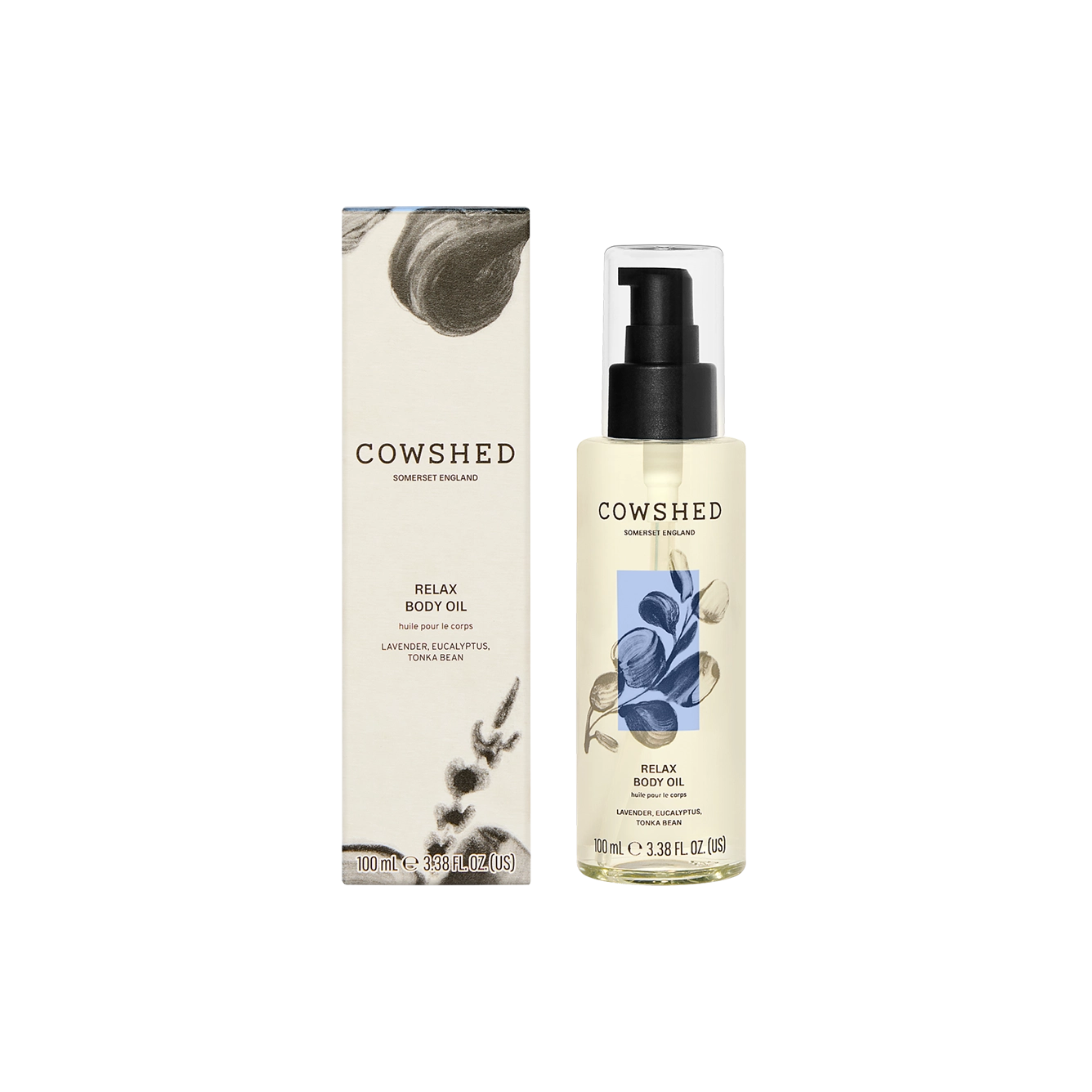 Cowshed Relax Body oil bottle and package