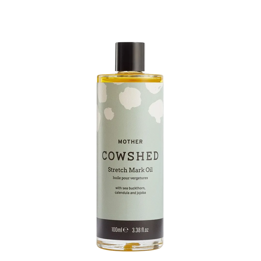 Cowshed stretch mark oil bottle on a white background