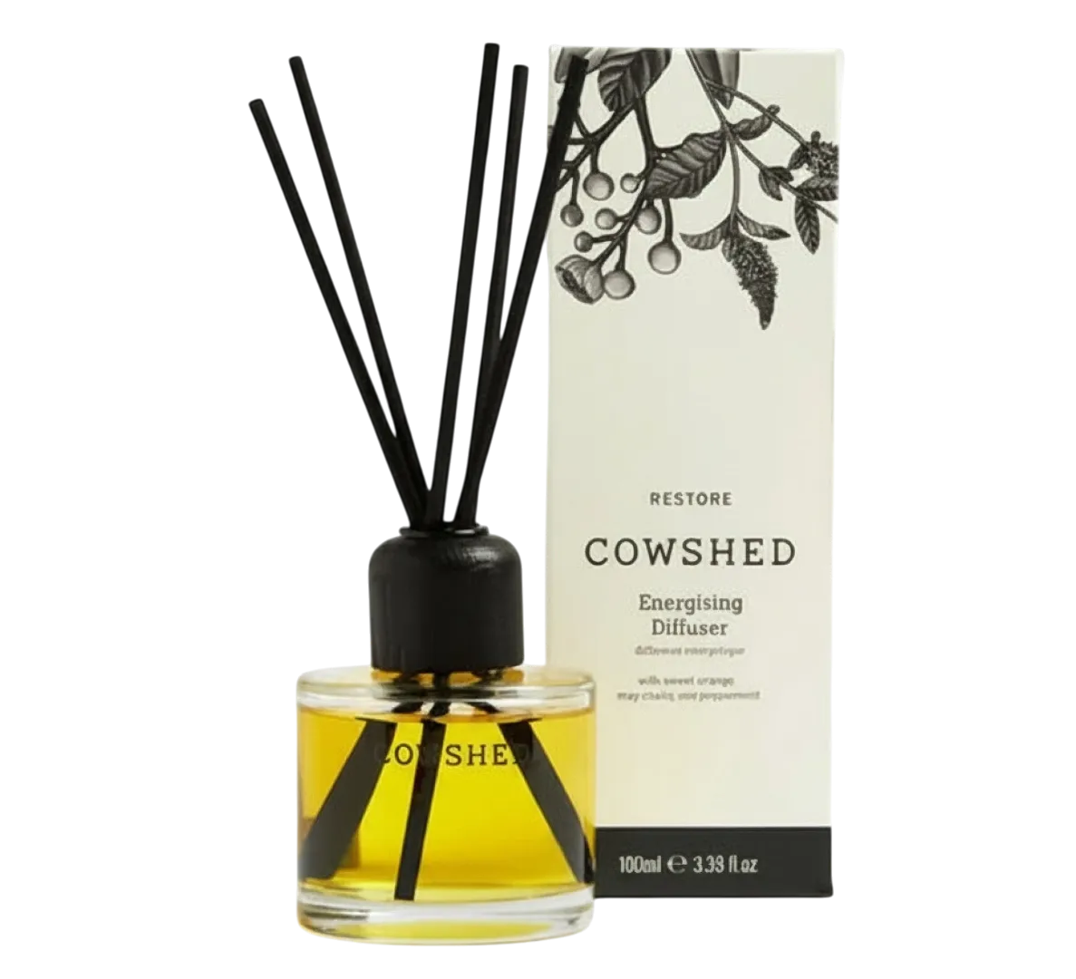 Cowshed diffuser with packaging on a white background