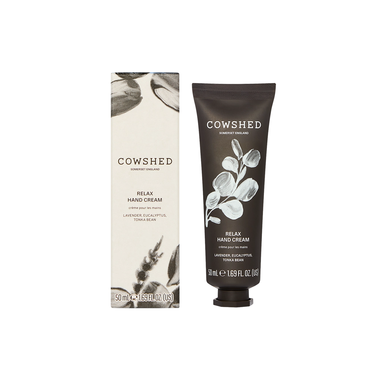 Cowshed Relax Hand Cream packaging on a white background