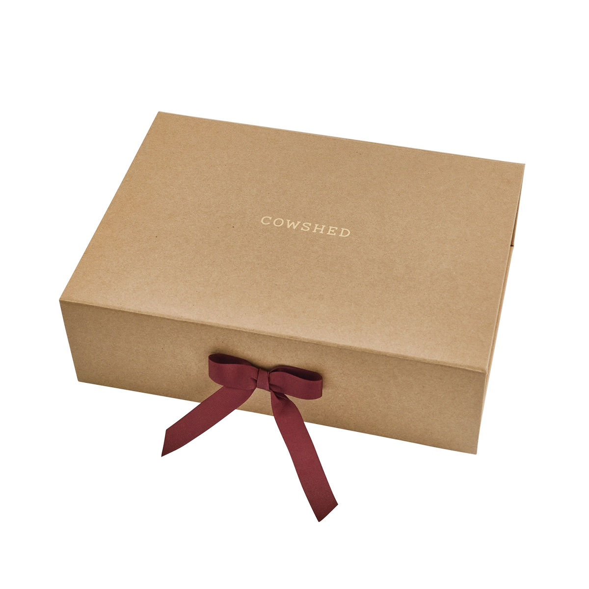 Cowshed brown gift box with burgundy bow