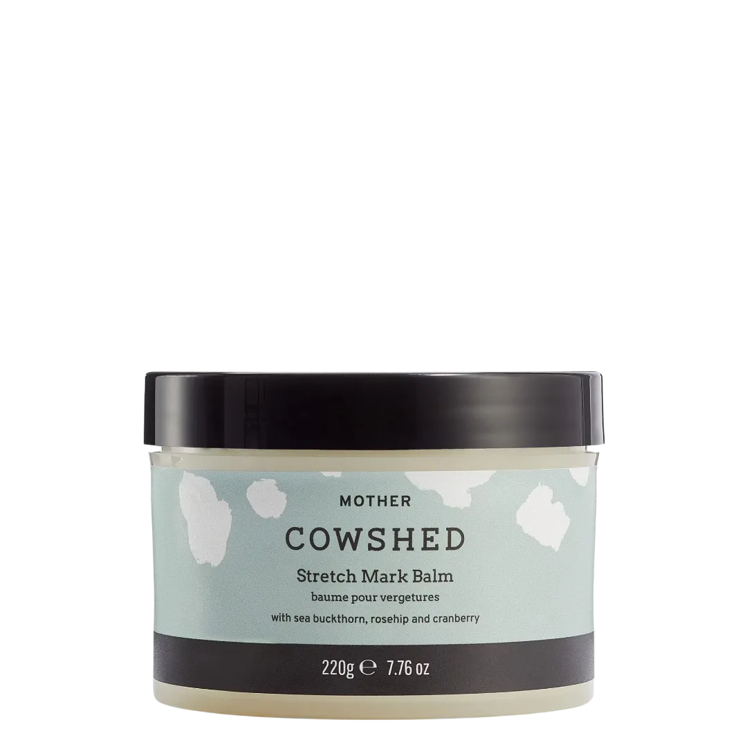 Cowshed stretch mark balm container on a white background