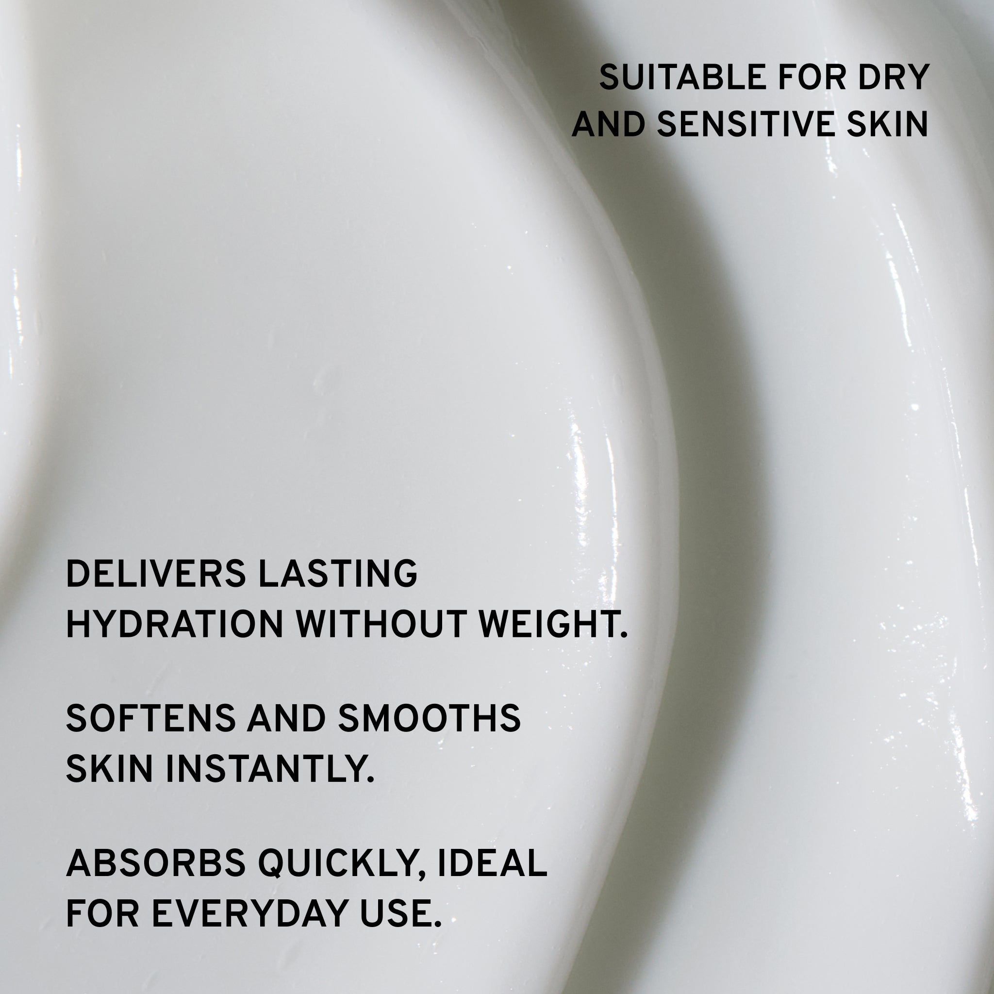 body lotion visual with text about skin care benefits on a white background
