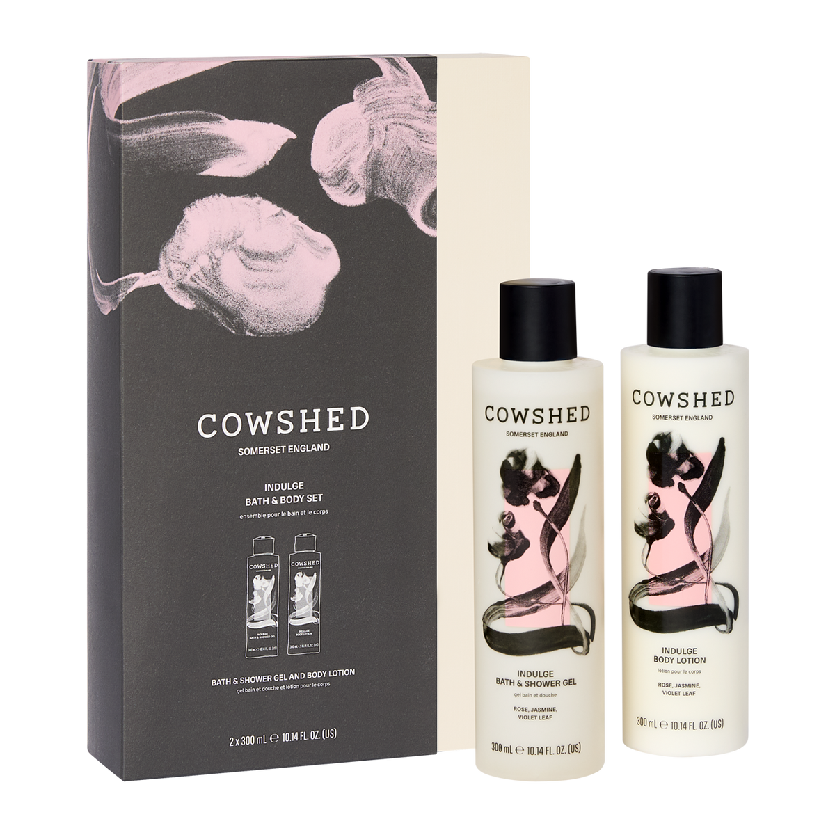 Indulge Bath & Body Gift Set Rose Jasmine Violet Leaf