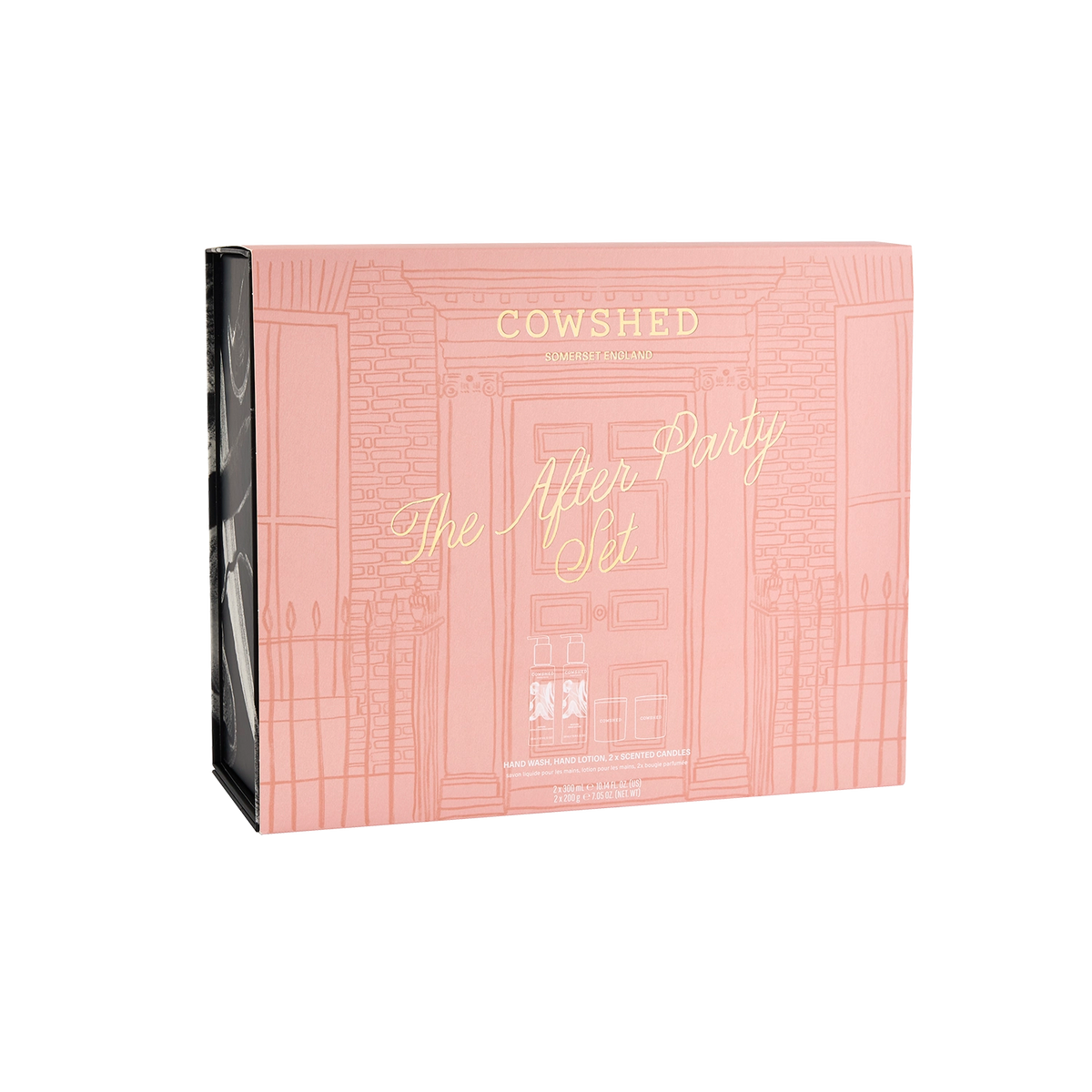 Cowshed The After Party Set featuring a pink gift box